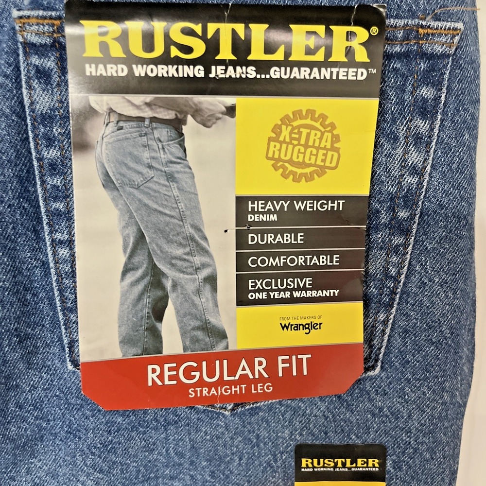 Rustler Jeans Men‎ 36x34 NWT Regular Fit Straight Leg Heavyweight Denim